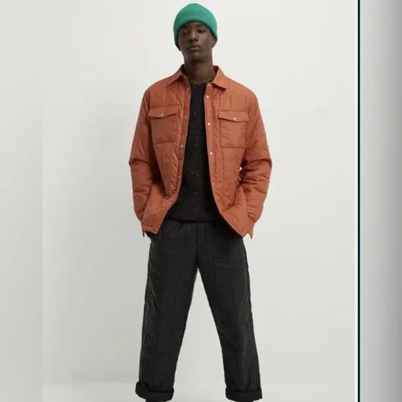 RARE High Quality Zara Man’s Quilted Shirt Jacket Shacket Pockets, lightweight L - Picture 1 of 13